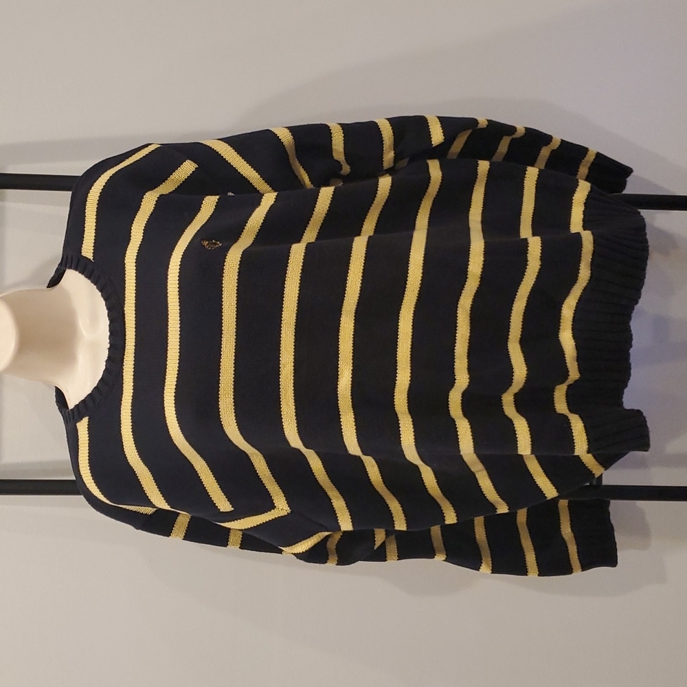 Ralph Lauren Polo Sweater Women Size XL Striped Black Yellow Crew Neck Knit Y2K